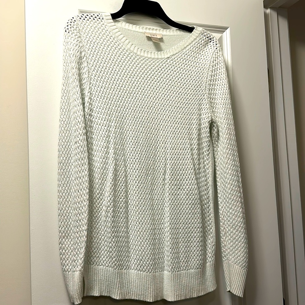 Loft white basket weave sweater. L.
